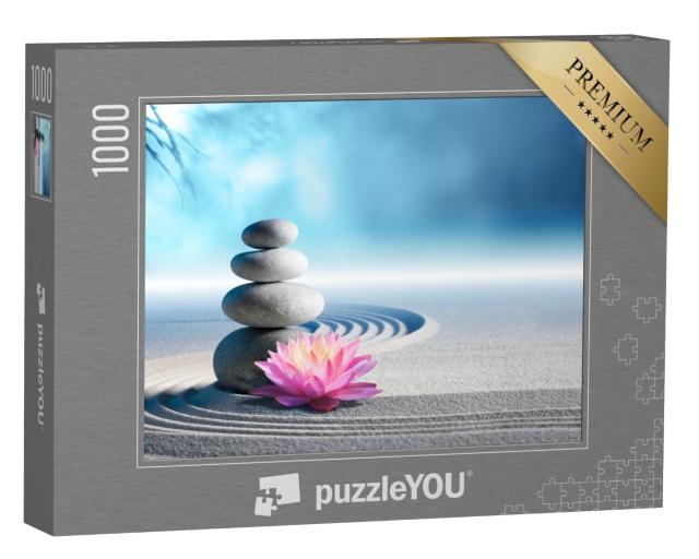 Puzzle 1000 Teile „Sand, Seerose und Spa-Steine im Zen-Garten“