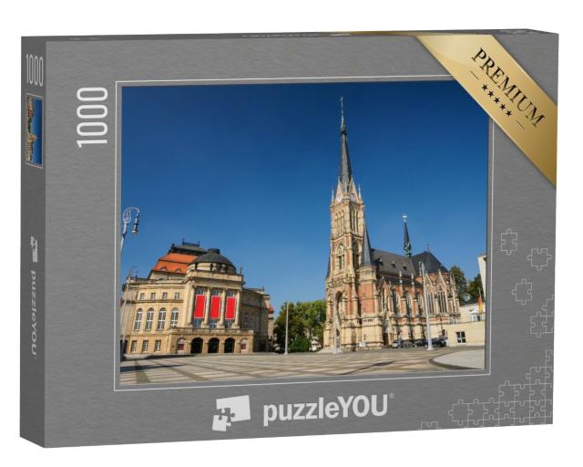 Puzzle 1000 Teile „Theaterplatz Chemnitz mit Oper, Deutschland“