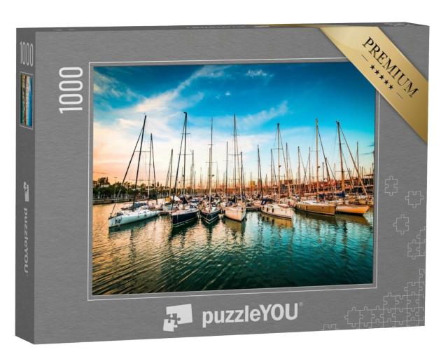Puzzle 1000 Teile „Meeresbucht mit Yachten bei Sonnenuntergang“
