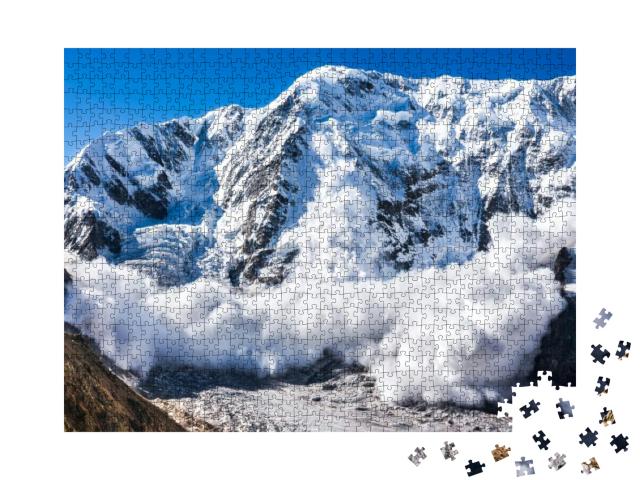 Puzzle 1000 Teile „Die Kraft der Natur: Lawine im Kaukasus“