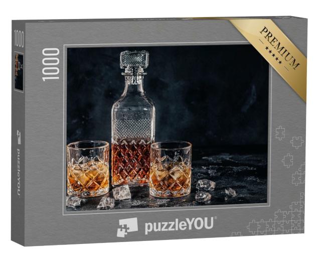 Puzzle 1000 Teile „Whiskey-Gläser mit einem quadratischen Dekanter “