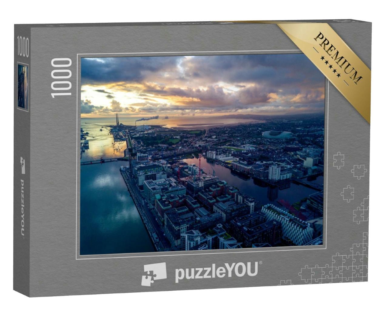 Puzzle 1000 Teile „Dublin Docks am Abend, Irland“