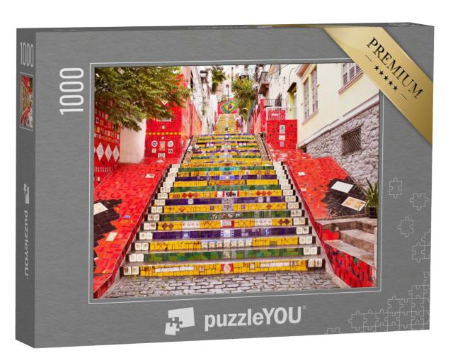 Puzzle 1000 Teile „Escadaria Selaron berühmte öffentliche Treppe in Rio de Janeiro, Brasilien“