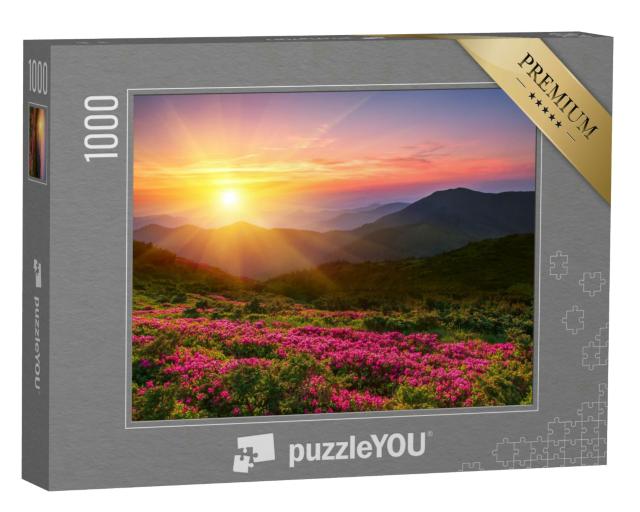 Puzzle 1000 Teile „Sonnenuntergang über den Bergen“