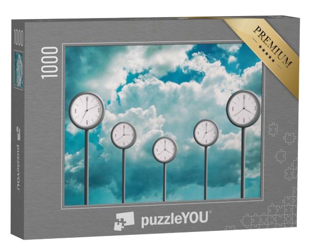 Puzzle 1000 Teile „Fünf Uhren zeigen verschiedene Zeiten an“