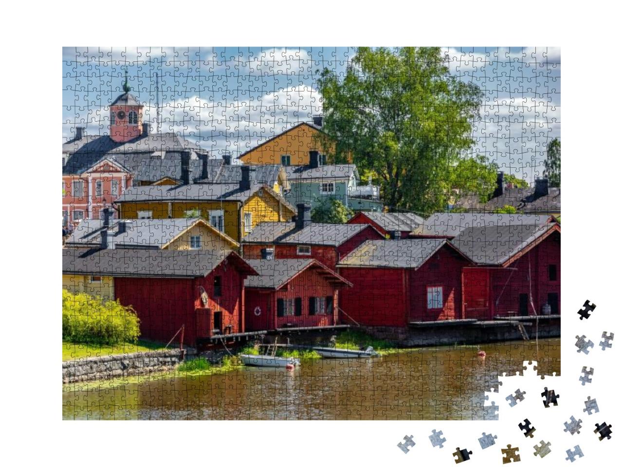 Puzzle 1000 Teile „Holzhäuser in der Altstadt von Porvoo, Finnland“