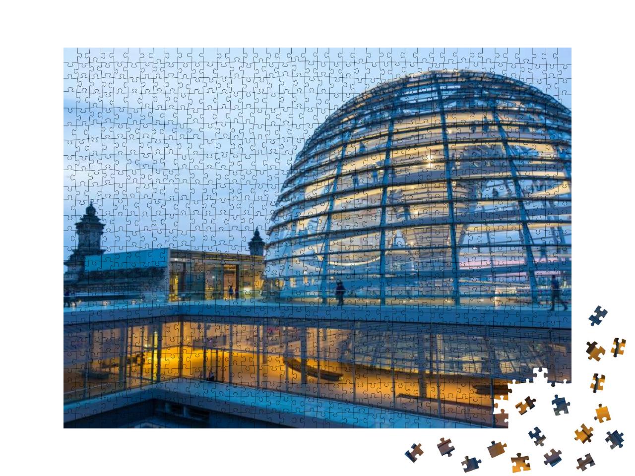 Puzzle 1000 Teile „Beleuchtete Glaskuppel auf dem Dach des Reichstags in Berlin“
