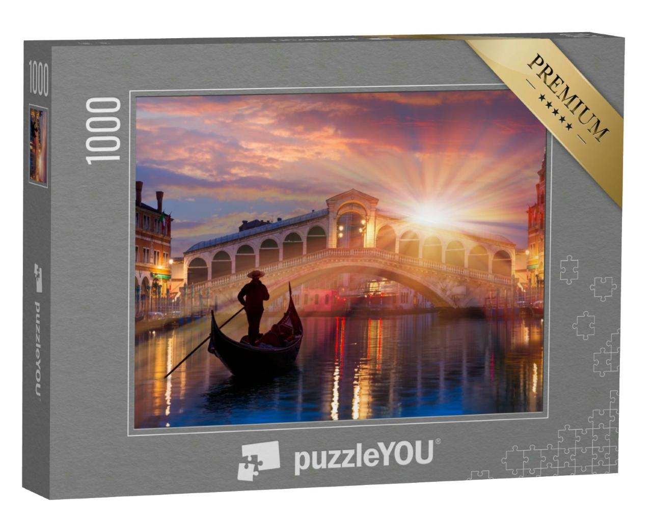 Puzzle 1000 Teile „Gondel in der Nähe der Rialto-Brücke in Venedig, Italien“