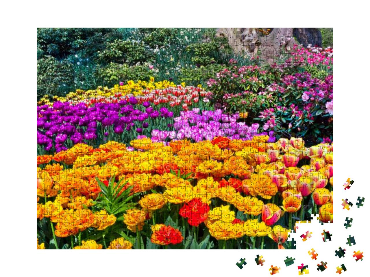 Puzzle 1000 Teile „Bunte Tulpen im Park“