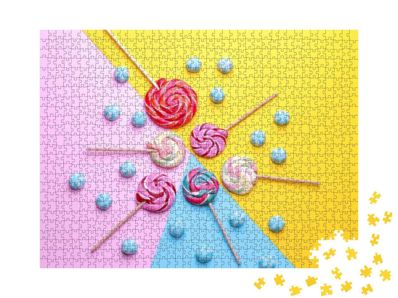 Puzzle 1000 Teile „Bunte runde Bonbons und farbige Lutscher“