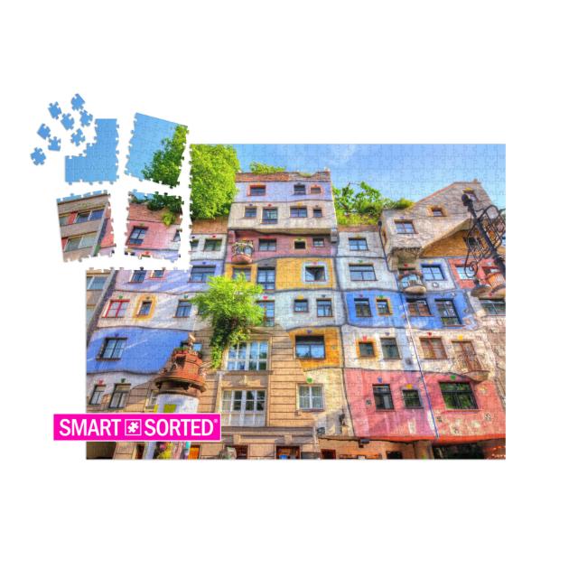 SMART SORTED® | Puzzle 1000 Teile „Hundertwasserhaus in Wien, Österreich“