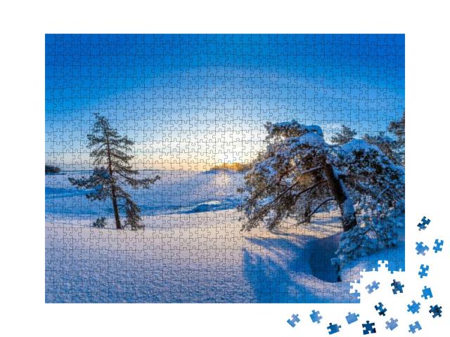 Puzzle 1000 Teile „Winterwunderland im Sonnenaufgang“