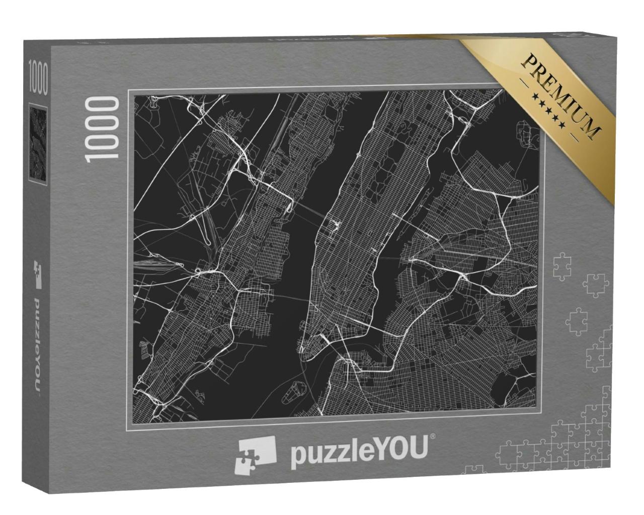 Puzzle 1000 Teile „Vektor-Karte von New York mit allen Straßen“