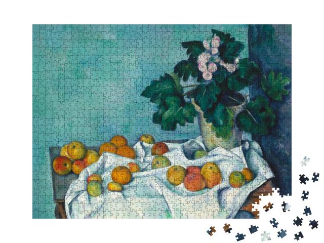 Puzzle 1000 Teile „Paul Cézanne - Stilleben mit Äpfeln und einem Topf mit Schlüsselblumen“