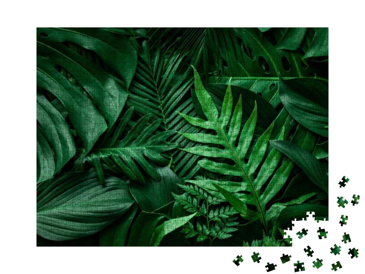 Puzzle 1000 Teile „Grünes Blatt und Palmen“