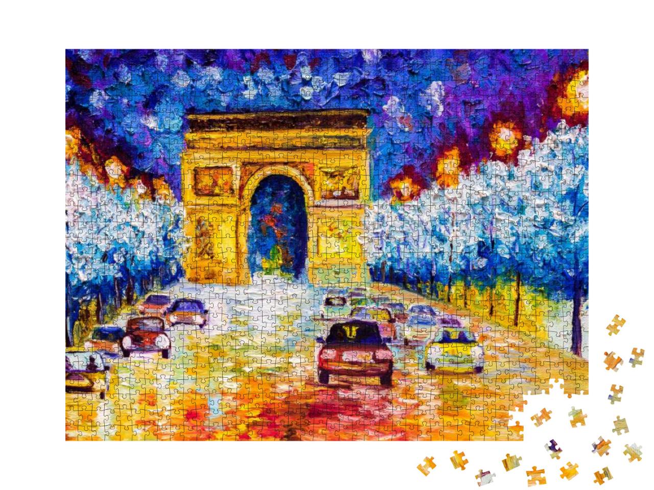 Puzzle 1000 Teile „Ölgemälde: Arc de triomphe, Paris“