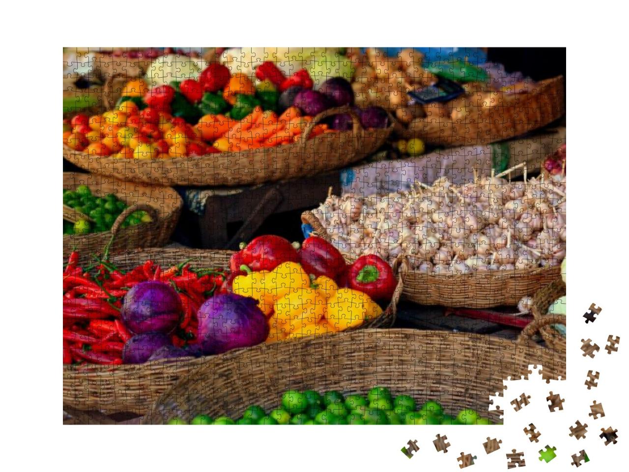 Puzzle 1000 Teile „Gemüse auf dem Markt in Siem Reap, Kambodscha“