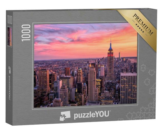Puzzle 1000 Teile „New York City mit Empire State Building im Sonnenuntergang“