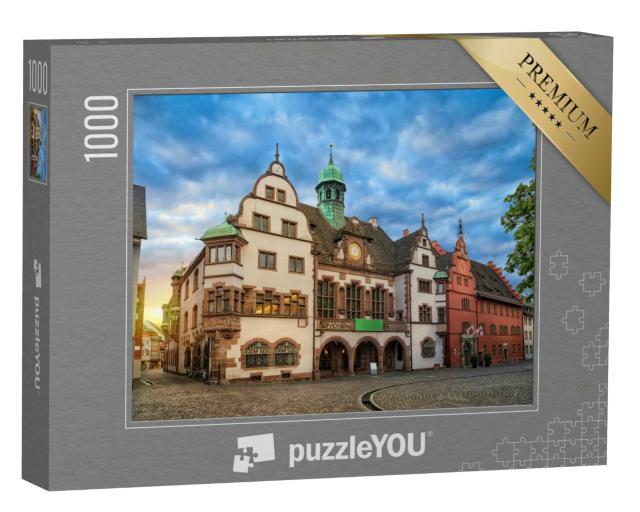 Puzzle 1000 Teile „Altes Rathaus im Sonnenaufgang, Freiburg im Breisgau, Deutschland“