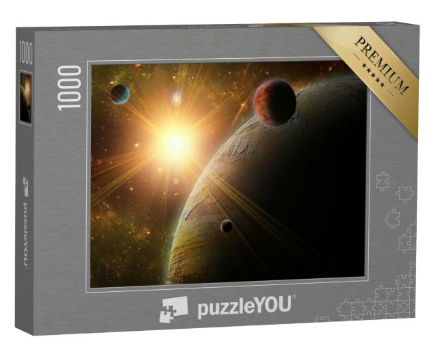 Puzzle 1000 Teile „Planeten und Monde in den Tiefen des Weltraums“