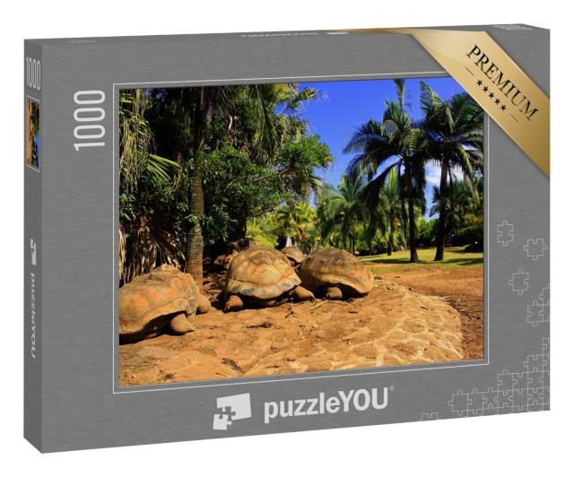 Puzzle 1000 Teile „Drei große Riesenschildkröten auf Mauritius“