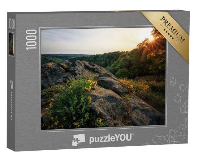 Puzzle 1000 Teile „Das Tal der Bode im Harz im wunderschönen Sonnenuntergang“