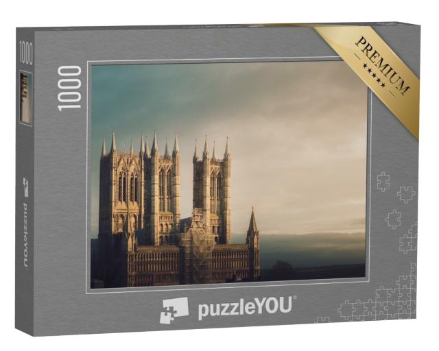 Puzzle 1000 Teile „Kathedrale von Lincoln im Sonnenuntergang“
